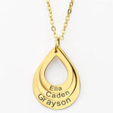 Personalized Water Drop Pendant Necklace for Mother Gift