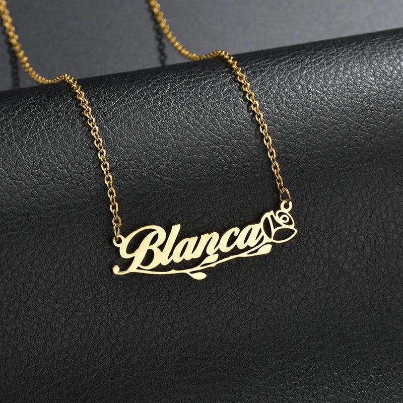 Personalized Heart Name Necklace Stainless Steel Nameplate Pendants