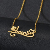 Personalized Love Heart Nameplate Necklace for Women Stainless Steel Jewelry