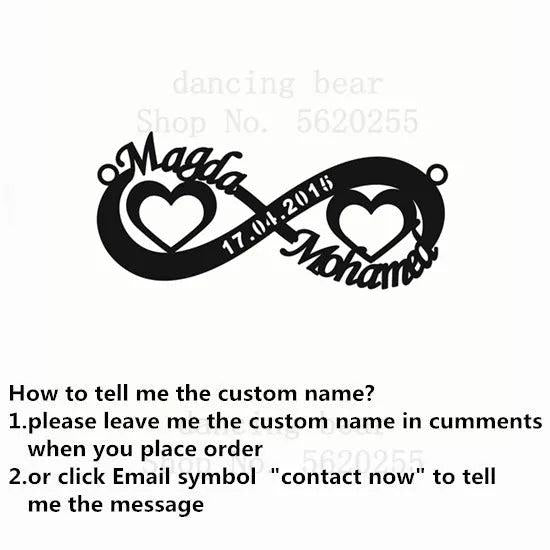 Infinity Heart Name Necklace Custom Engraved Date Pendant
