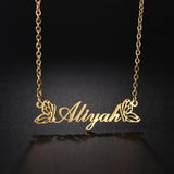 Personalized Name Stainless Steel Women Necklace Zircon Butterfly Pendant
