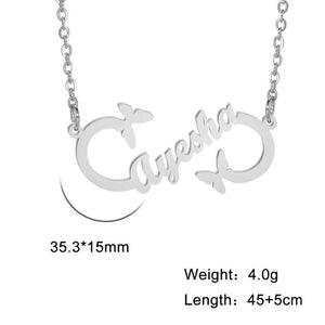 Lemegeton Infinity Name Necklace Butterfly Choker Women Stainless Steel Jewelry