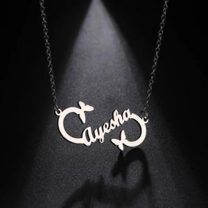 Lemegeton Infinity Name Necklace Butterfly Choker Women Stainless Steel Jewelry