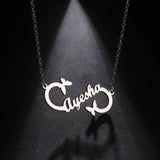 Lemegeton Infinity Name Necklace Butterfly Choker Women Stainless Steel Jewelry