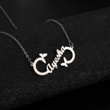 Lemegeton Infinity Name Necklace Butterfly Choker Women Stainless Steel Jewelry