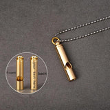 Personalized Brass Whistle Necklace Children Anti-lost Engraved Text