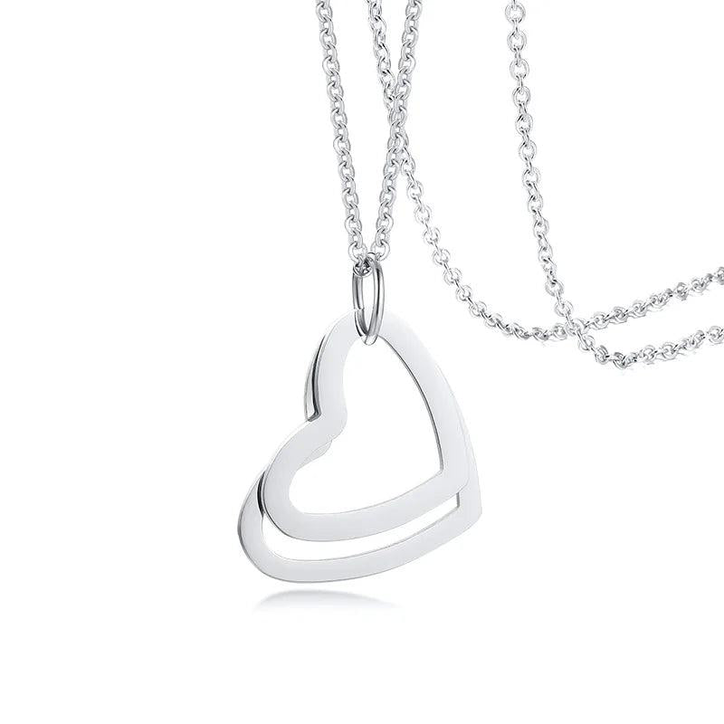 Personalized Family Necklace Triple Heart Engraved Names Stainless Steel