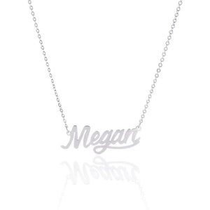 Silver Name Necklace Engraved Stainless Steel Gift
