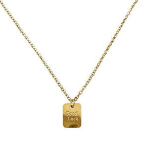 Custom Square Charm Pendant Necklace Stainless Steel