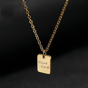 Custom Square Charm Pendant Necklace Stainless Steel