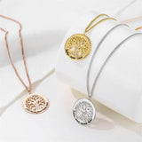 Personalized Family Tree Engraved Necklace with Birthstone