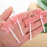 10pcs Glitter Star Lollipop Resin Charms DIY Keychain Necklace