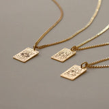 Astrology Charm Necklace Cuban Chain Vintage Constellation Jewelry