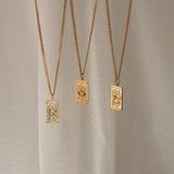 Astrology Charm Necklace Cuban Chain Vintage Constellation Jewelry