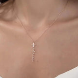 Stainless Steel Cross Necklace with Name Pendant