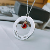 Personalized Birthstone Name Necklace Stainless Steel Pendant Necklace
