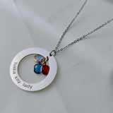 Personalized Birthstone Name Necklace Stainless Steel Pendant Necklace