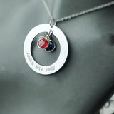 Personalized Birthstone Name Necklace Stainless Steel Pendant Necklace