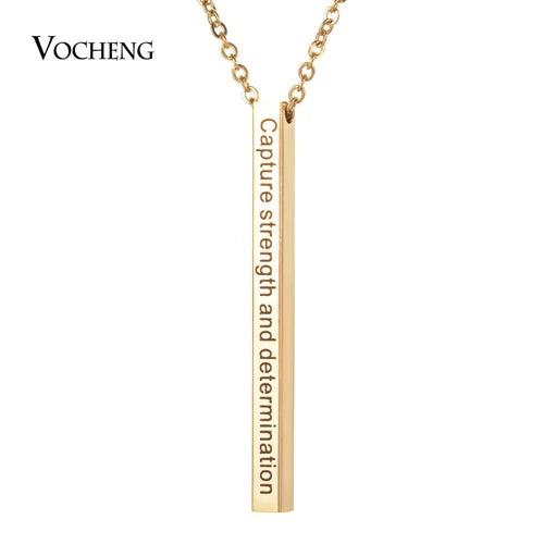 Stainless Steel Engraved Pendant Necklace Hand Stamped Inspirational SL-015