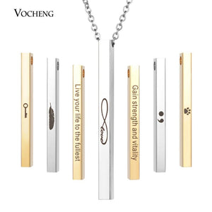 Stainless Steel Engraved Pendant Necklace Hand Stamped Inspirational SL-015