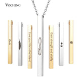 Stainless Steel Engraved Pendant Necklace Hand Stamped Inspirational SL-015