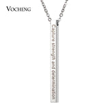 Stainless Steel Engraved Pendant Necklace Hand Stamped Inspirational SL-015