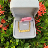 Heart Name Necklace With Heart Ribbon Stainless Steel Chain
