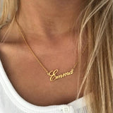 Heart Name Necklace With Heart Ribbon Stainless Steel Chain