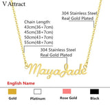 Heart Name Necklace With Heart Ribbon Stainless Steel Chain