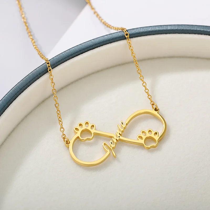 Personalized Dog Paw Name Necklace for Women