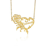 Personalized Rose Heart Name Necklace Stainless Steel Chain