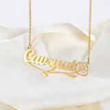 Personalized Rose Heart Name Necklace Stainless Steel Chain