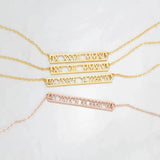 Personal Roman Numeral Date Necklace 18K Solid - Special Engraved Gift