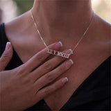 Personal Roman Numeral Date Necklace 18K Solid - Special Engraved Gift