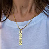 Personal Roman Numeral Date Necklace 18K Solid - Special Engraved Gift