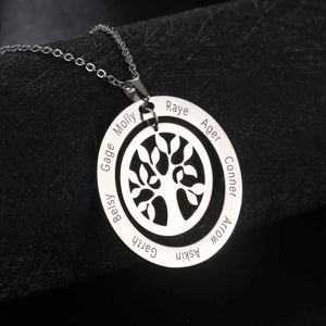 Lemegeton Tree Of Life Family Name Necklace Personalized Stainless Steel