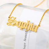 Old English Name Necklace Classic Jewelry Personalized Stainless Steel