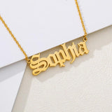 Old English Name Necklace Classic Jewelry Personalized Stainless Steel