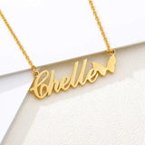 Personalized Butterfly Name Necklace Crown Heart Choker for Women