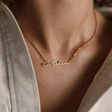 Cursive Name Necklace Box Chain Personalized Jewelry