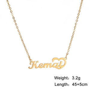 Lemegeton Heart Choker Name Necklace Personalised Pendant Jewelry