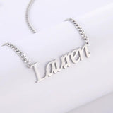 Sipuris Name Necklace Pendant Cuban Chain Personalized Nameplate
