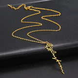 Sipuris Rose Birth Flower Name Pendant Choker Necklace