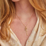 Sipuris Rose Birth Flower Name Pendant Choker Necklace