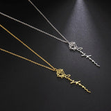 Sipuris Rose Birth Flower Name Pendant Choker Necklace