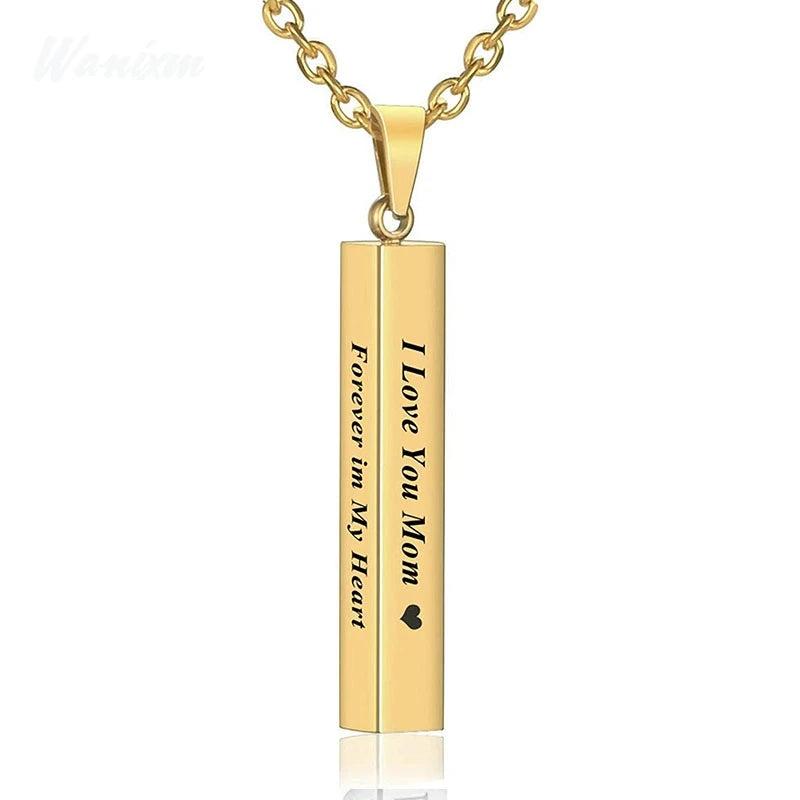 Vertical Bar Pendant Stainless Steel Necklace