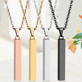 Vertical Bar Pendant Stainless Steel Necklace
