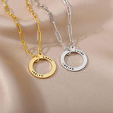 Personalized Round Name Necklace for Women Stainless Steel