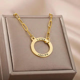 Personalized Round Name Necklace for Women Stainless Steel