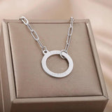 Personalized Round Name Necklace for Women Stainless Steel